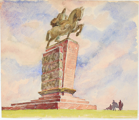 Великанов Александр Петрович. Три варианта постаментов к памятнику Юрию Долгорукому на двух листах